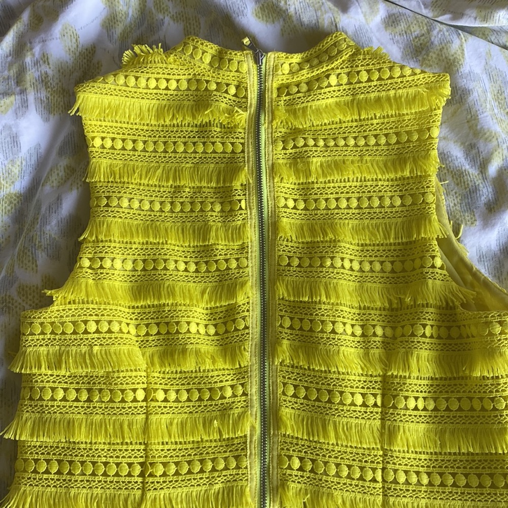 J. Crew Fringe Shift Dress Size 4 Citron - Picture 4 of 5